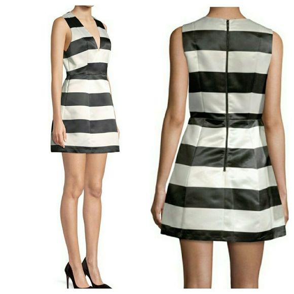 Alice+Olivia Dresses & Skirts - Alice + OliviaWomen's Black Patty Striped Satin Dr